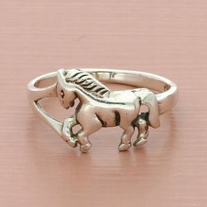 sterling silver trotting horse ring size 7